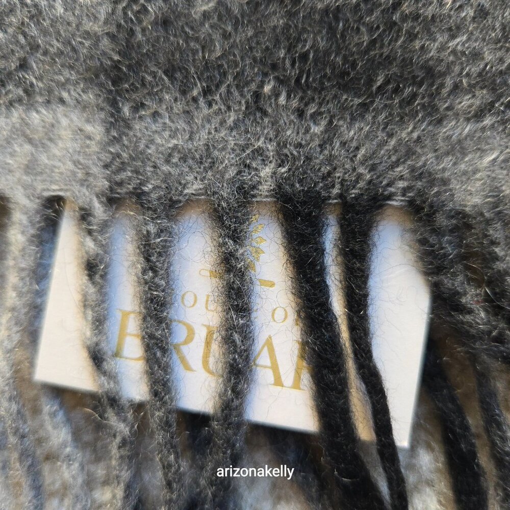 NWT House of Bruar Cashmere Plaid Scarf Grey & Black - Picture 6 of 14